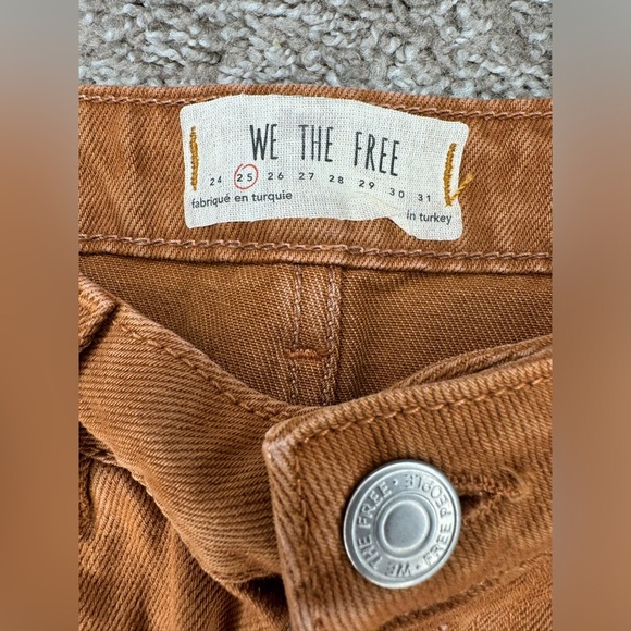 We The Free Free People Rust/Orange Distressed Denim Mini Skirt - Picture 4 of 5